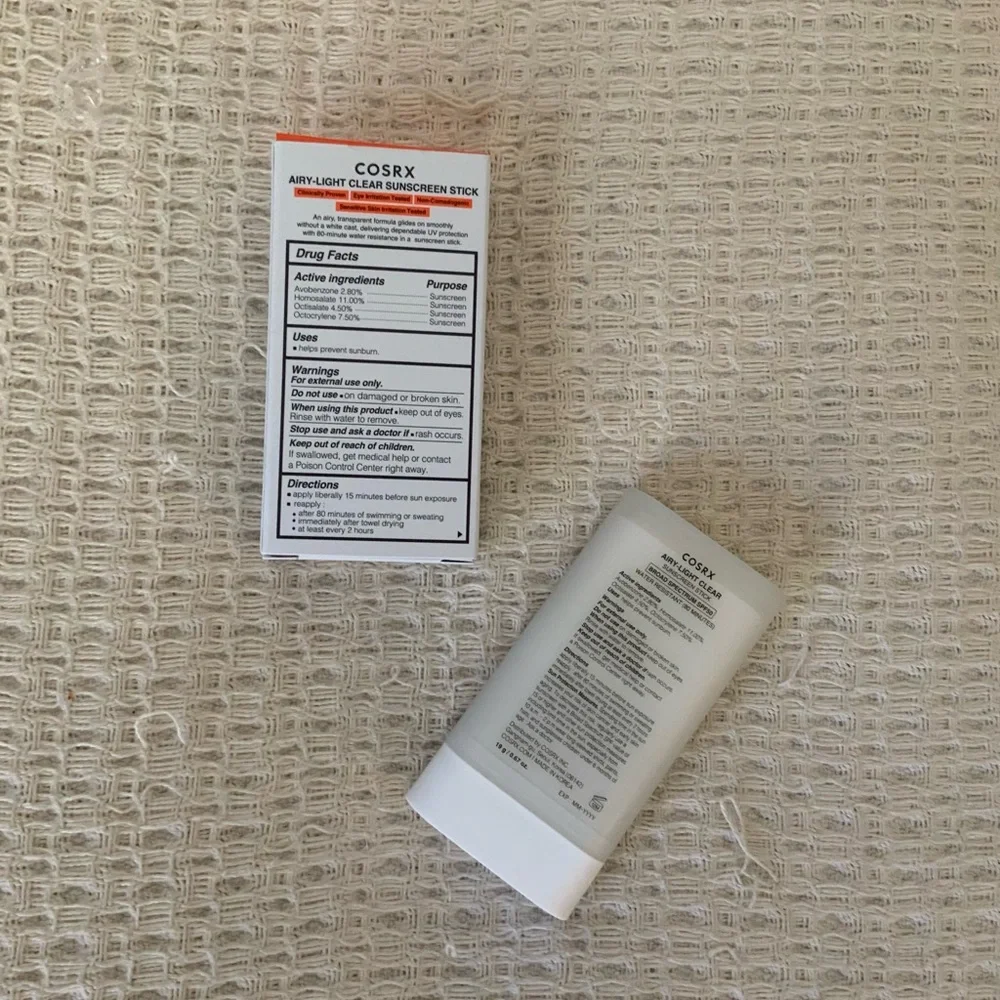 New In Box COSRX Airy-Light Clear Sunscreen Stick SPF 50 PA++++ Water Resistant